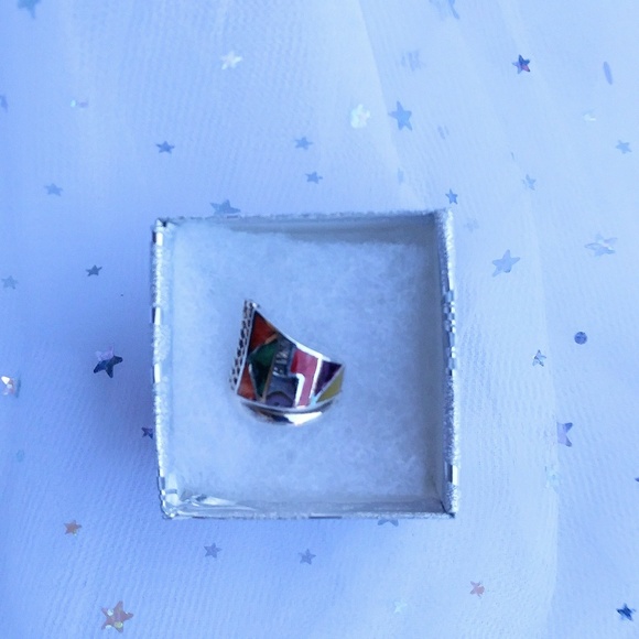 SILVER GEOMETRIC RING 7-7.5 ADJUSTABLR - Picture 4 of 7